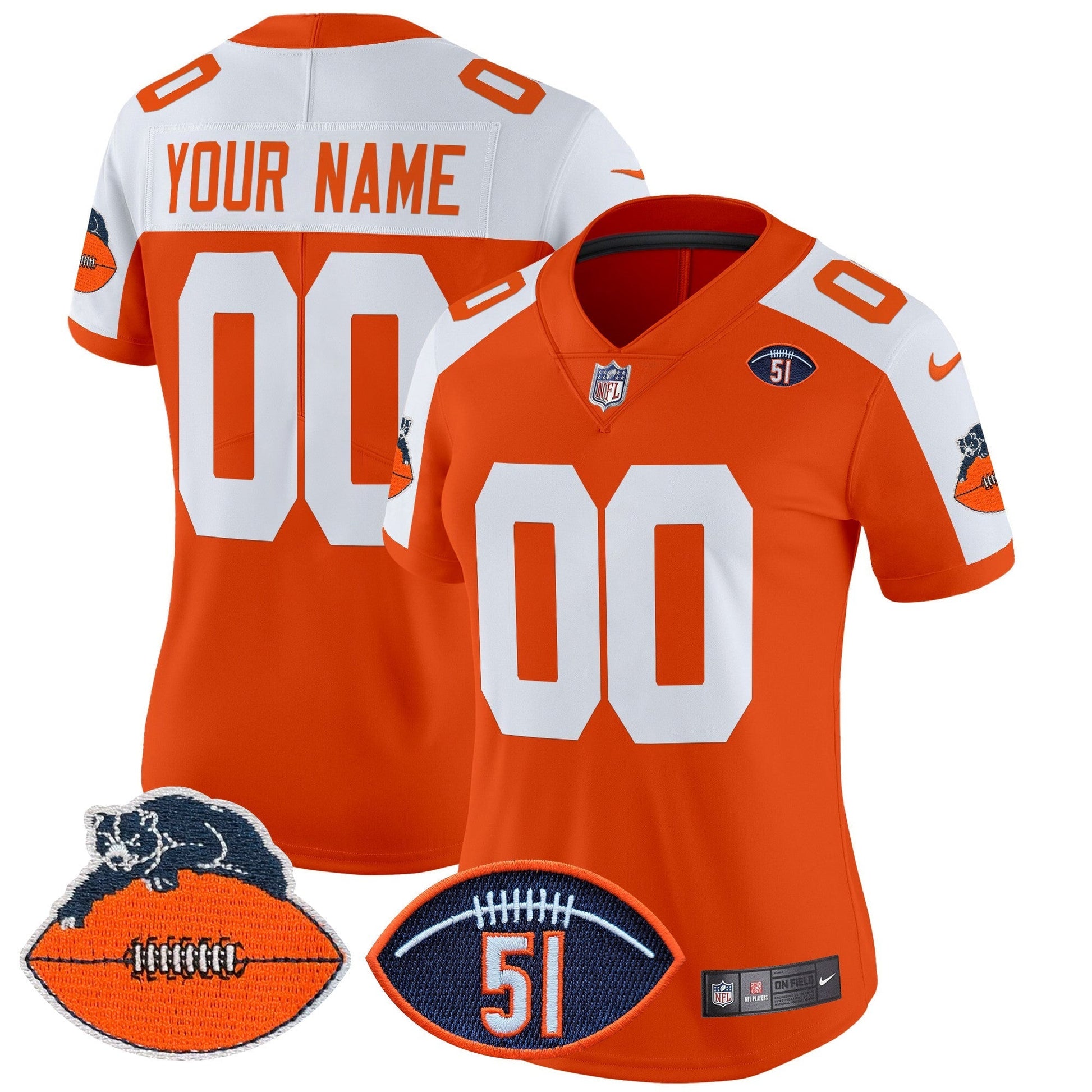 CHI Dick Butkus Patch Throwback Vapor Limited Custom Jersey - All Stitched