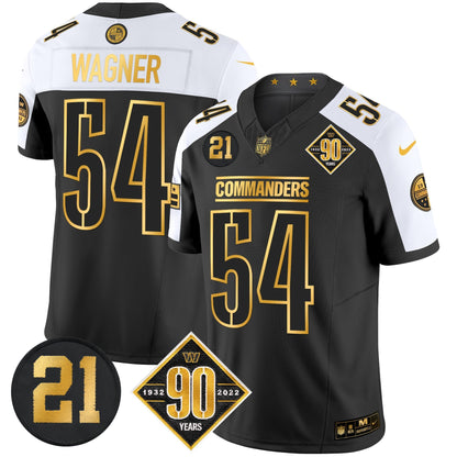 Men's Washington Commanders 90th & Sean Taylor Patch Gold Vapor Limited Jersey - All Stitched