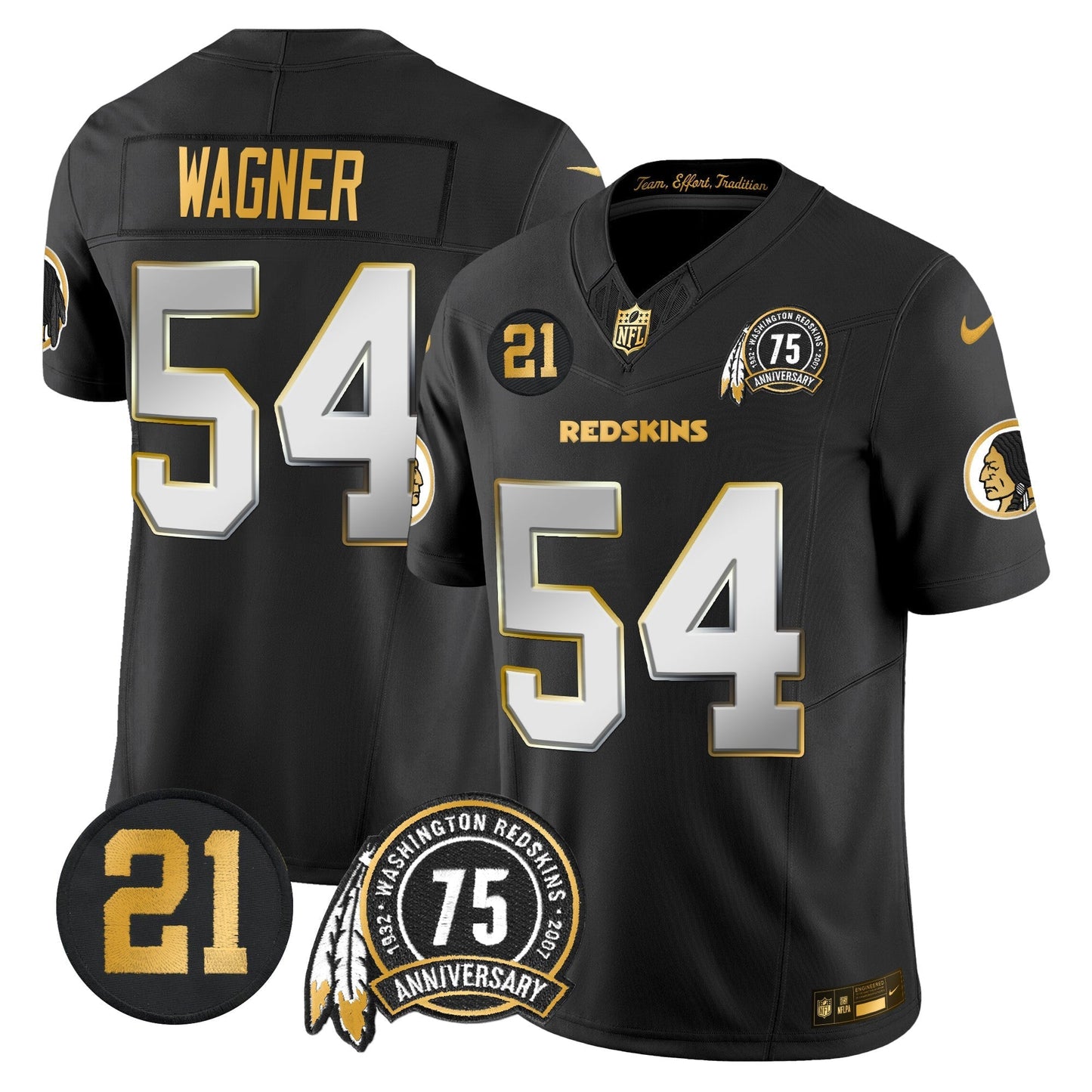 Men's Washington Redskins 75th & Sean Taylor Patch Gold Vapor Limited Jersey - All Stitched