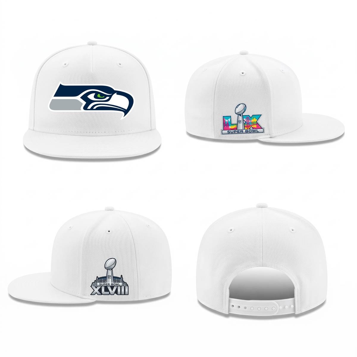SEA Super Bowl Champions Snapback Cap - Printed V1