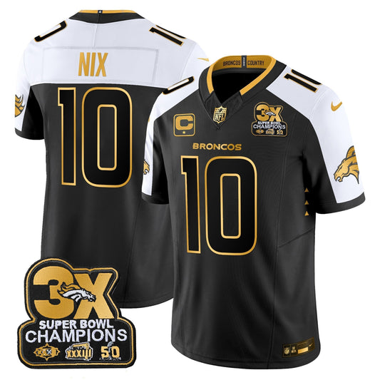 DEN 3-Time Champions Patch Gold Vapor Limited Jersey - Stitched