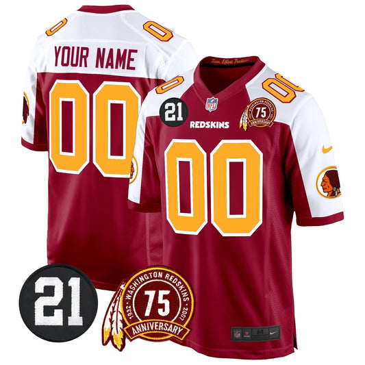 WR 75th & Sean Taylor Patch Game Custom Jersey - Stitched