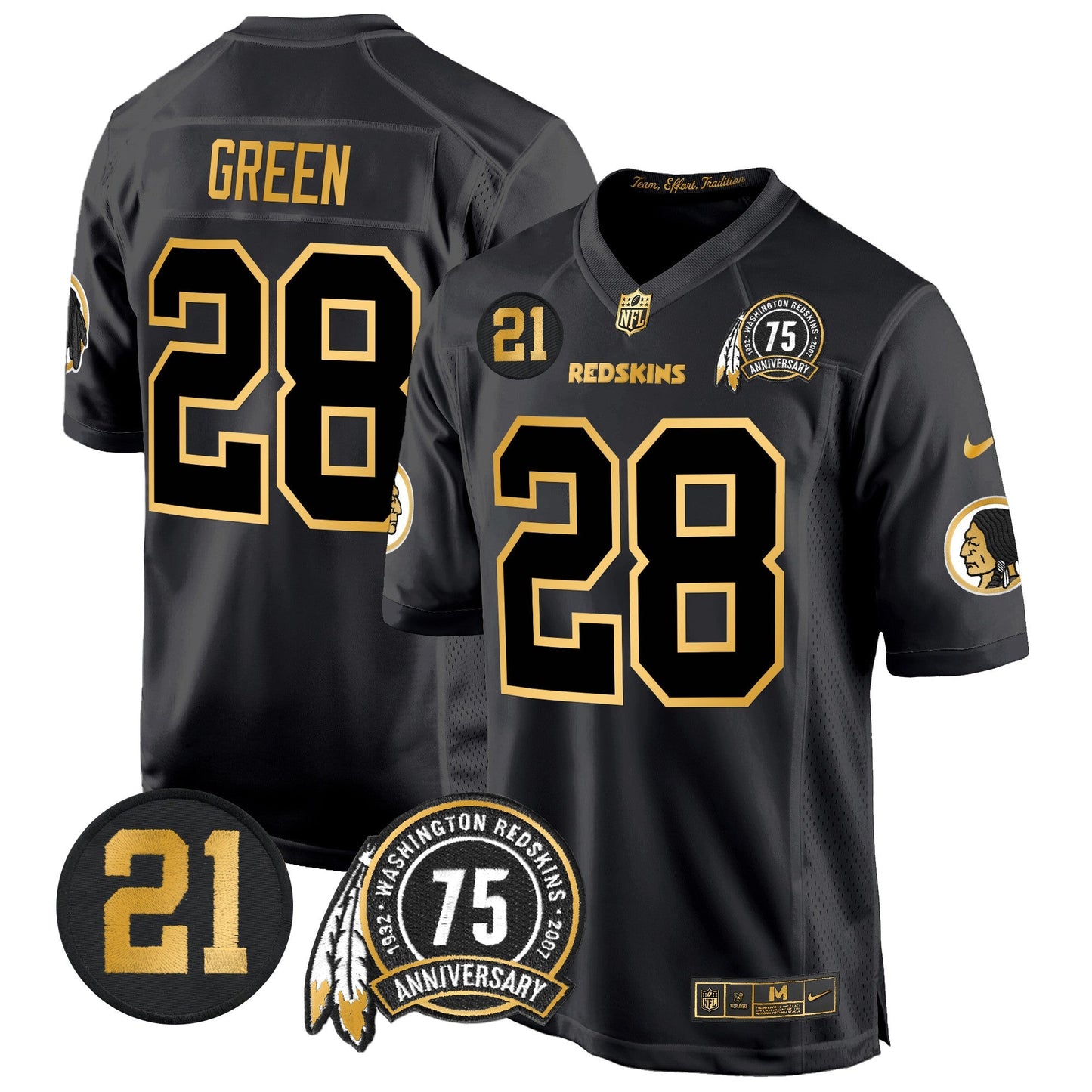 WR 75th & Sean Taylor Patch Gold Game Jersey - All Stitched