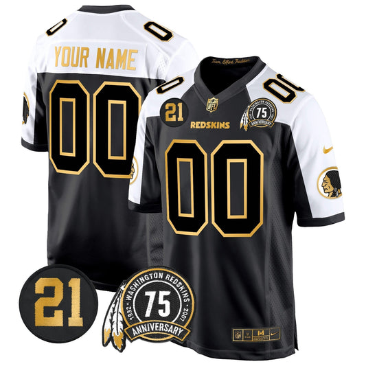 WR 75th & Sean Taylor Patch Gold Game Custom Jersey - Stitched