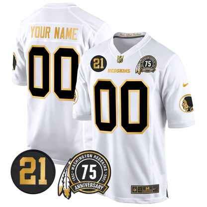 WR 75th & Sean Taylor Patch Gold Game Custom Jersey - All Stitched