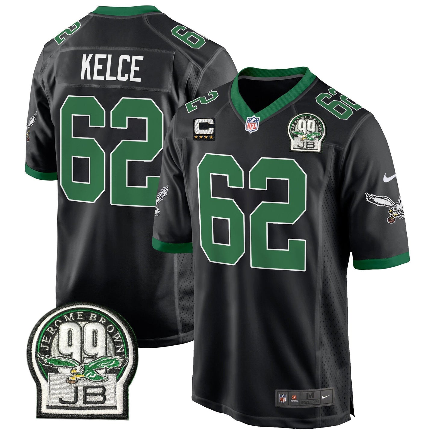 Eagles Jerome Brown Patch Kelly Green Alternate Game Jersey - All Stitched