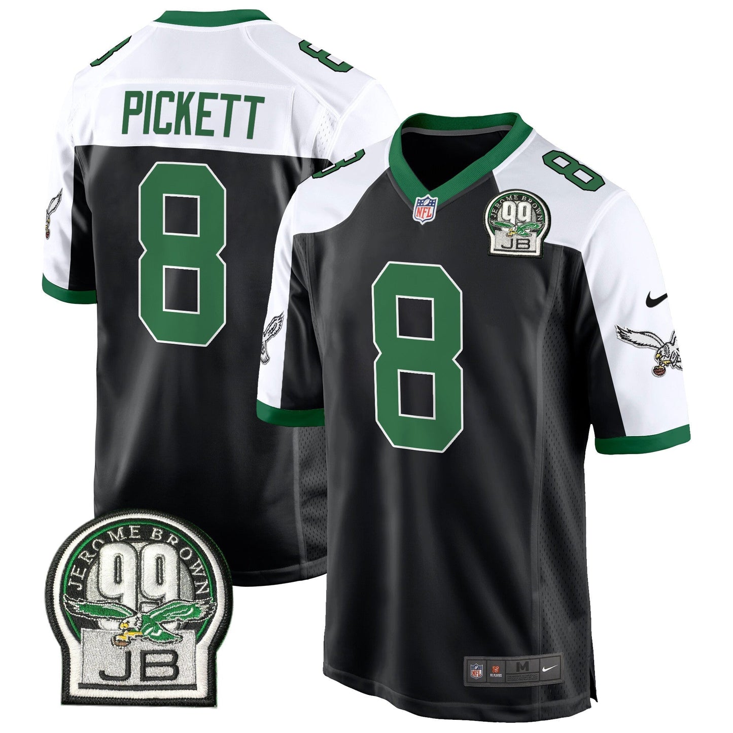 Eagles Jerome Brown Patch Kelly Green Alternate Game Jersey - All Stitched