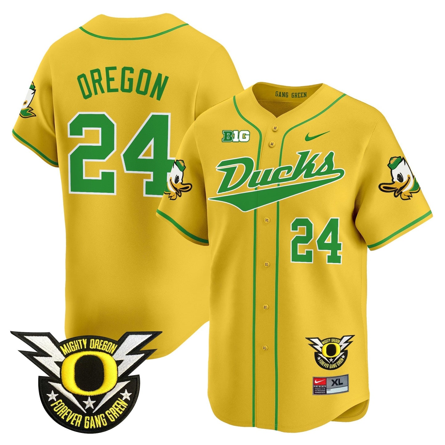 ORE 2024 Forever Gang Green & BIG Patch Vapor Baseball Jersey - All Stitched