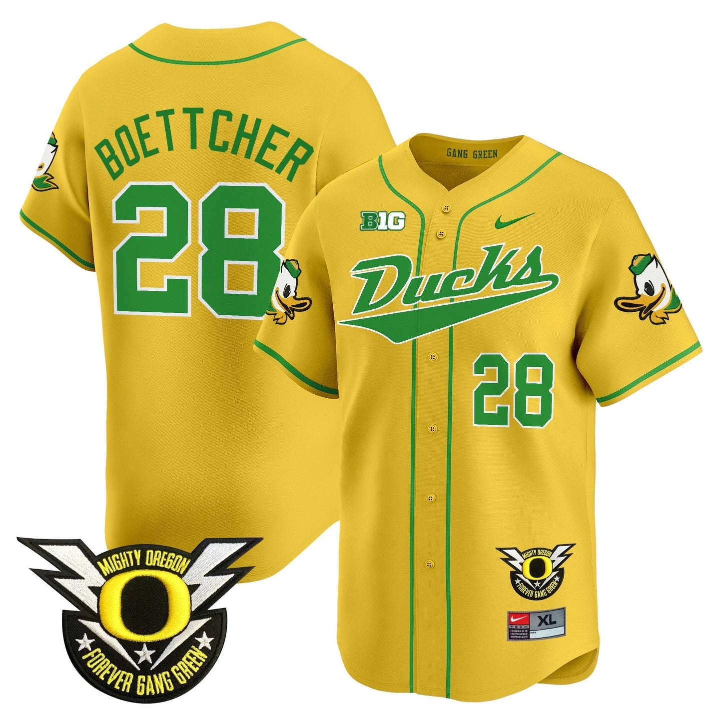 ORE 2024 Forever Gang Green & BIG Patch Vapor Baseball Jersey - All Stitched