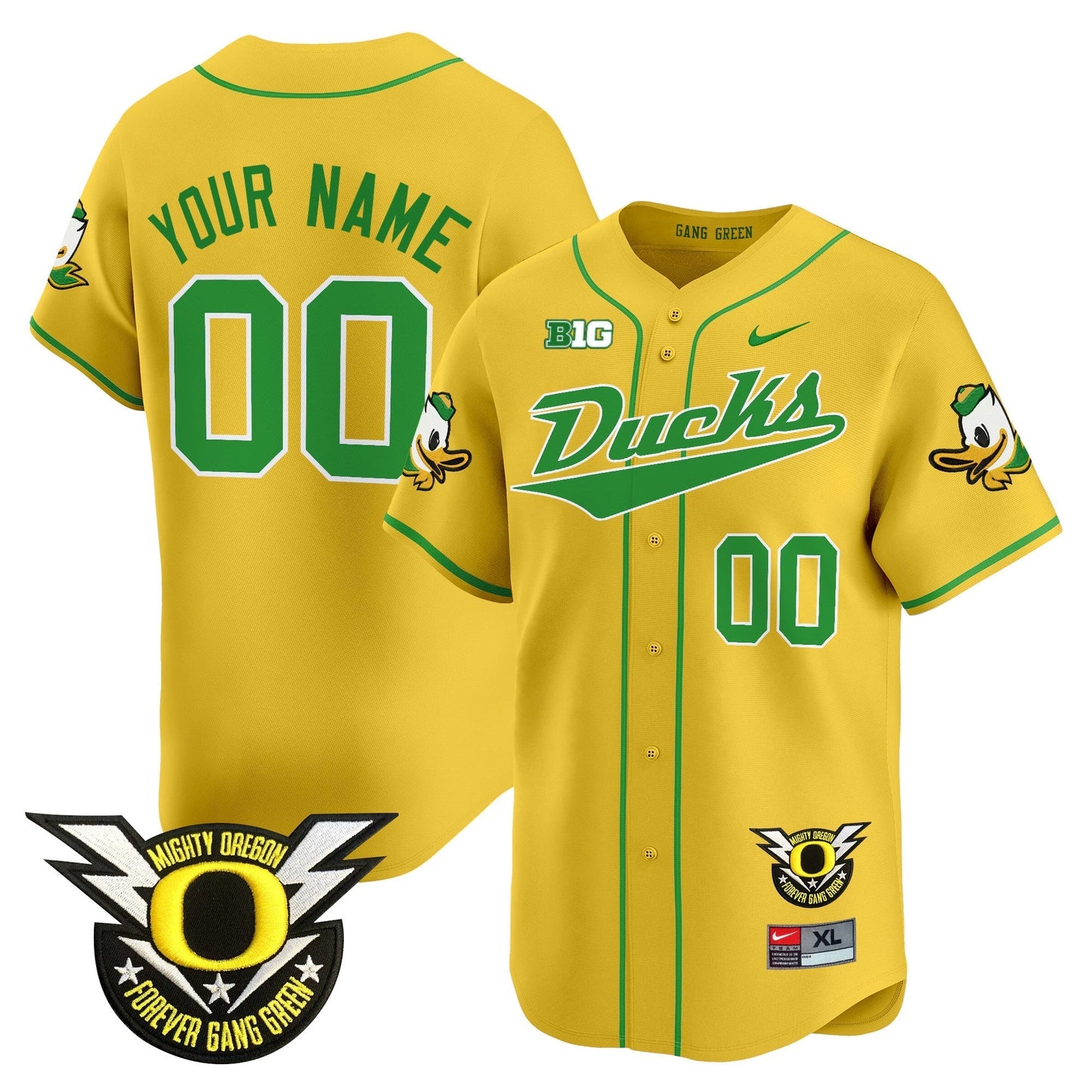 ORE 2024 Forever Gang Green & BIG Patch Vapor Baseball Custom Jersey - All Stitched