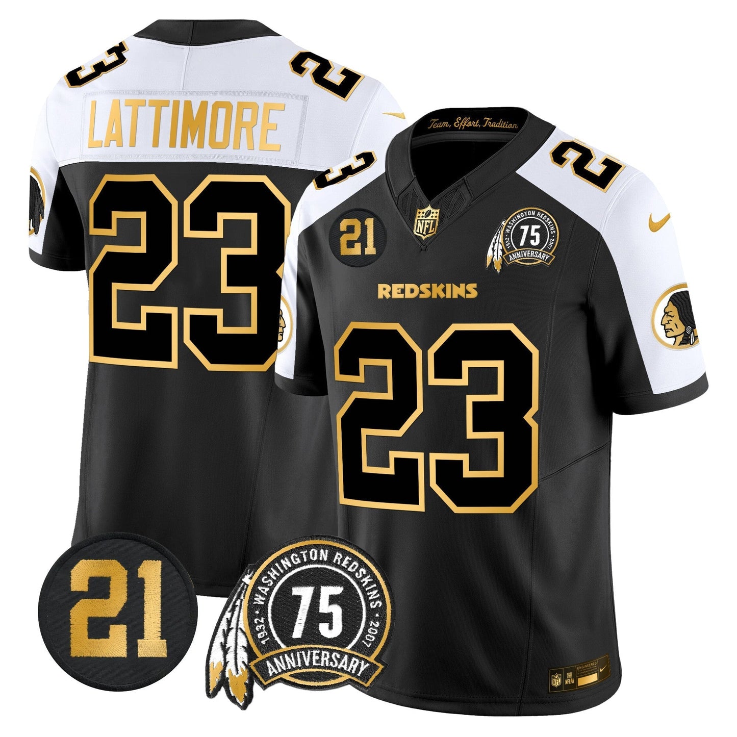 Men's Washington Redskins 75th & Sean Taylor Patch Gold Vapor Limited Jersey - All Stitched