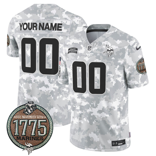 Vikings 2024 Salute to Service Establishment Year Patch Vapor Limited Custom Jersey - Stitched