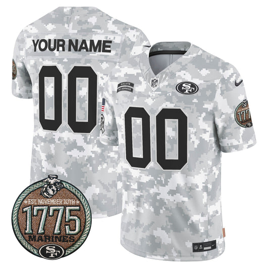 49ers 2024 Salute to Service Establishment Year Patch Vapor Limited Custom Jersey - Stitched