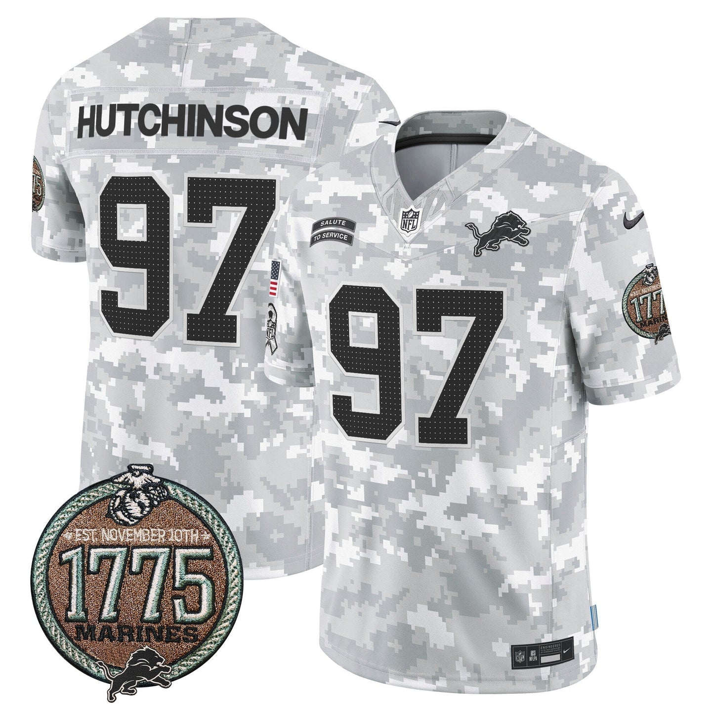 DET 2024 Salute to Service Establishment Year Patch Vapor Limited Jersey - All Stitched