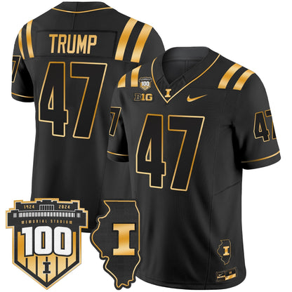 ILL 100th Memorial Stadium Patch Gold Vapor Limited Jersey - All Stitched