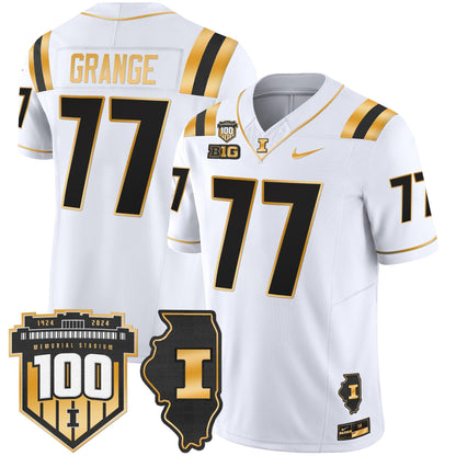 ILL 100th Memorial Stadium Patch Gold Vapor Limited Jersey - All Stitched