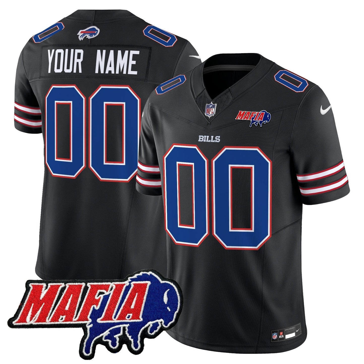 BUF 2025 Bills Mafia Patch Vapor Limited Custom Jersey - All Stitched