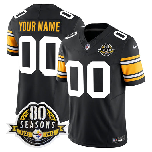 Steelers 80th Anniversary Patch Vapor Limited Custom Jersey - Stitched