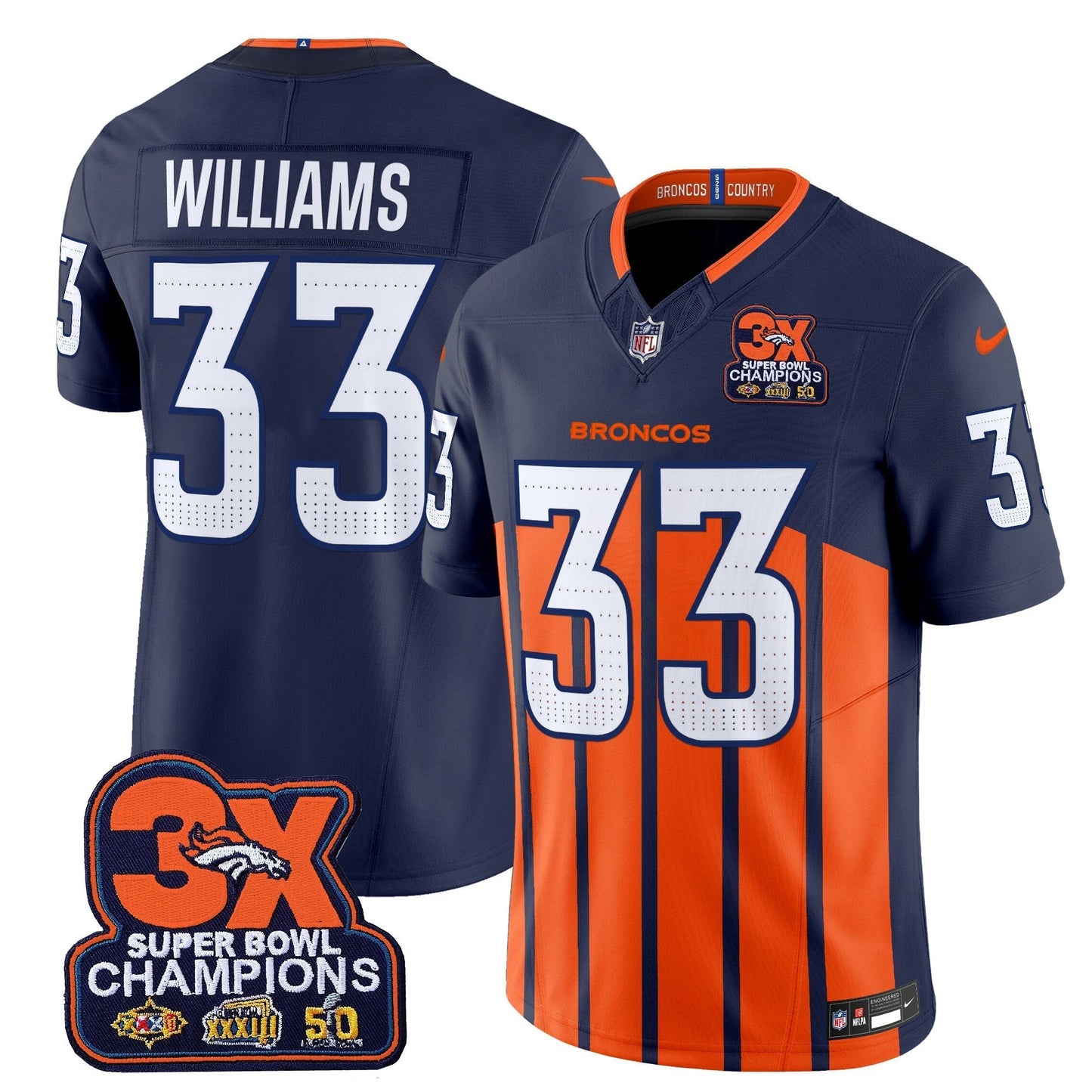 DEN 3-Time Champions Patch Vapor Limited Jersey V2 - All Stitched