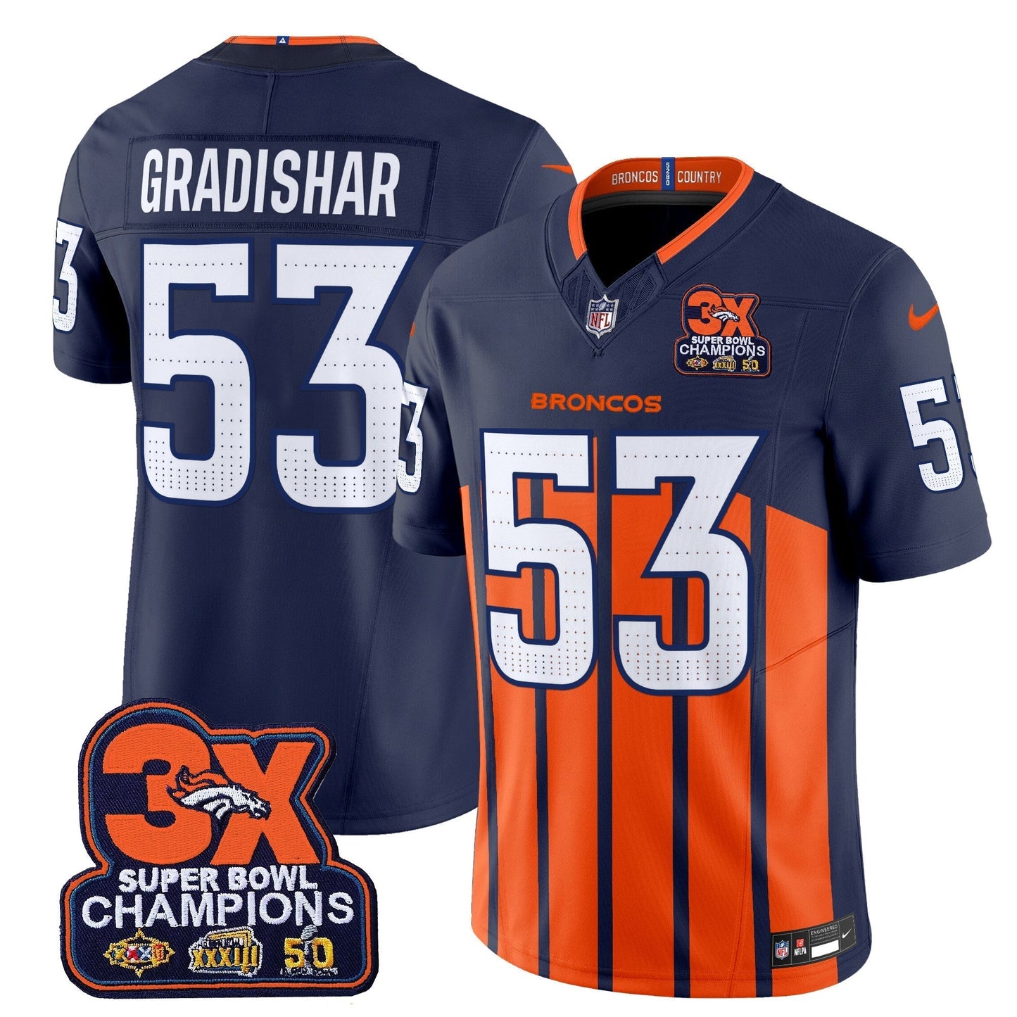 DEN 3-Time Champions Patch Vapor Limited Jersey V2 - All Stitched
