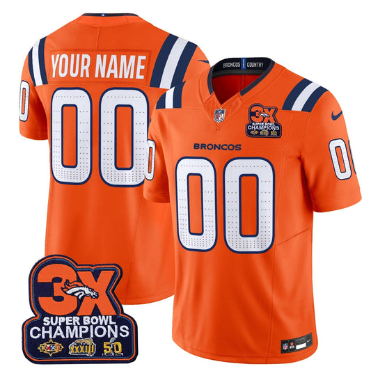 DEN 3-Time Champions Patch Vapor Limited Custom Jersey V2 - Stitched