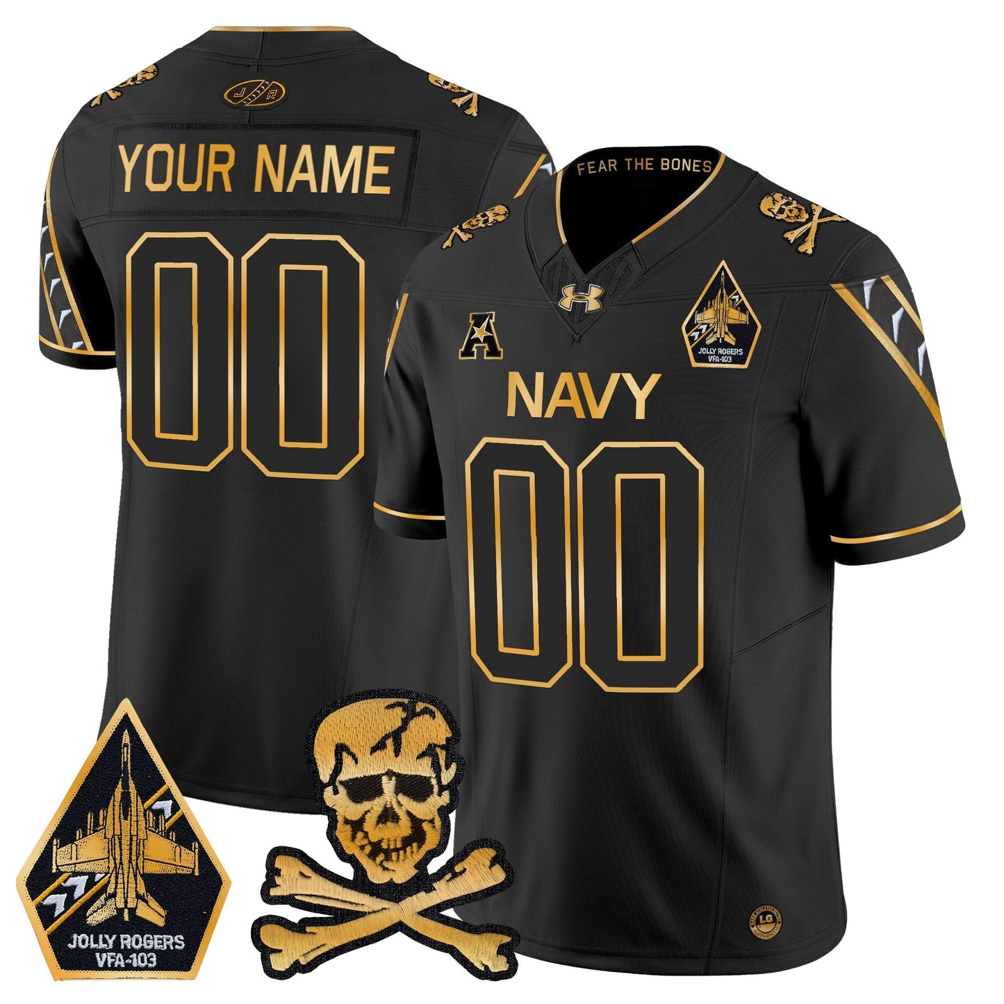 Navy MID 2024 Gold Vapor Limited Custom Jersey - All Stitched