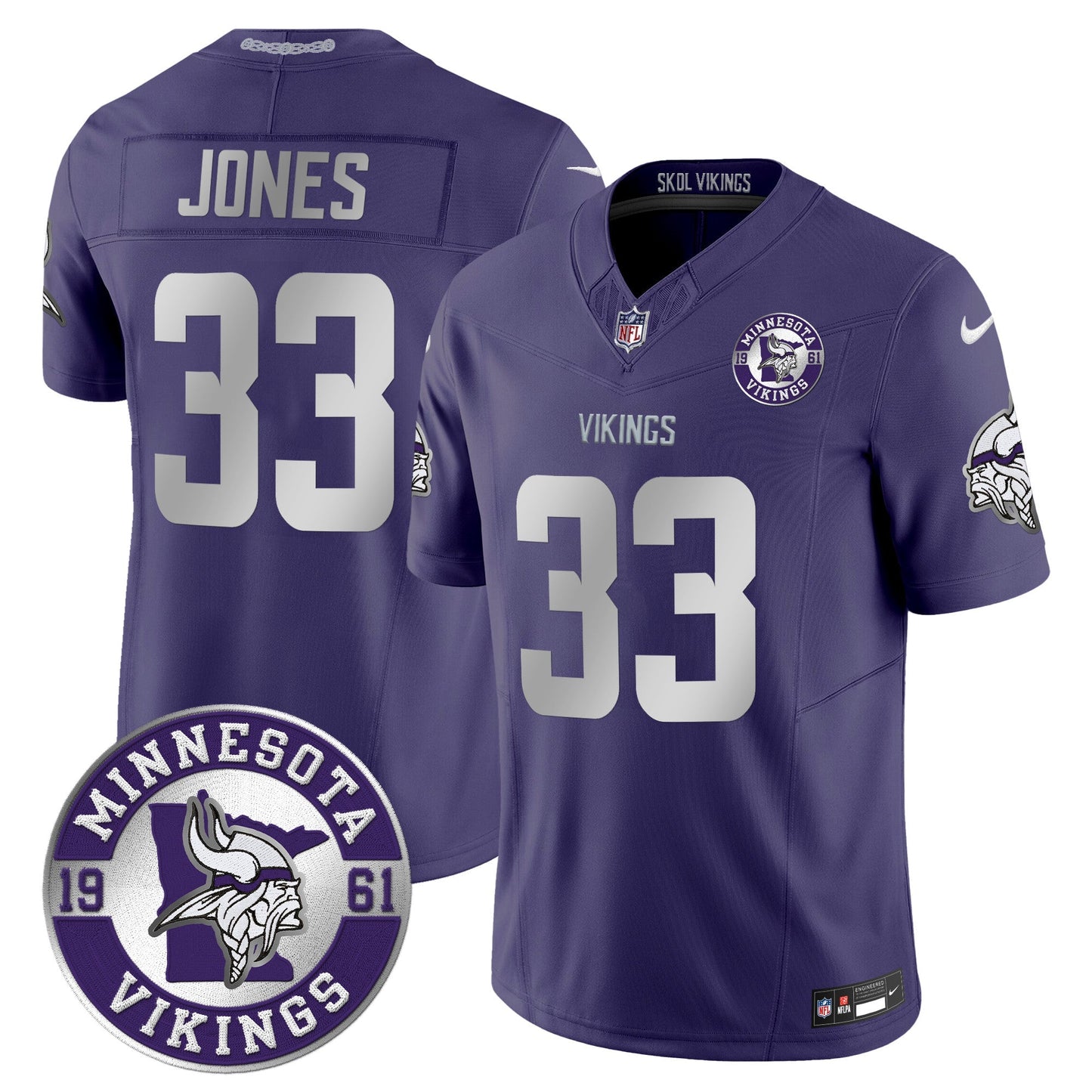 Men's Minnesota Vikings 2024 Vapor Limited Jersey - Est. 1961 Patch - All Stitched