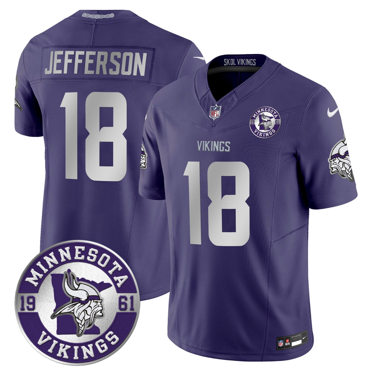 Men's Minnesota Vikings 2024 Vapor Limited Jersey - Est. 1961 Patch - All Stitched