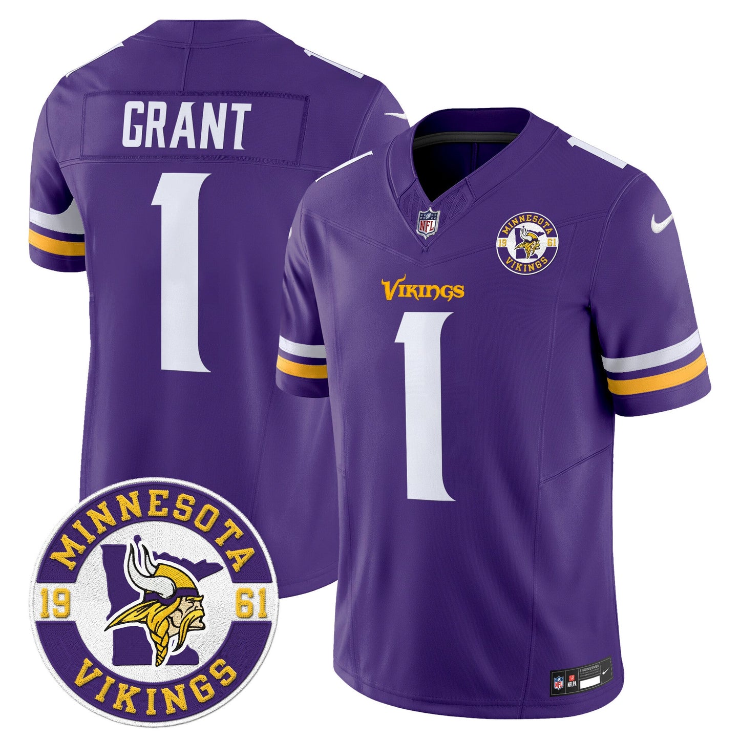 Men's Minnesota Vikings 2024 Vapor Limited Jersey V2 - Est. 1961 Patch - All Stitched