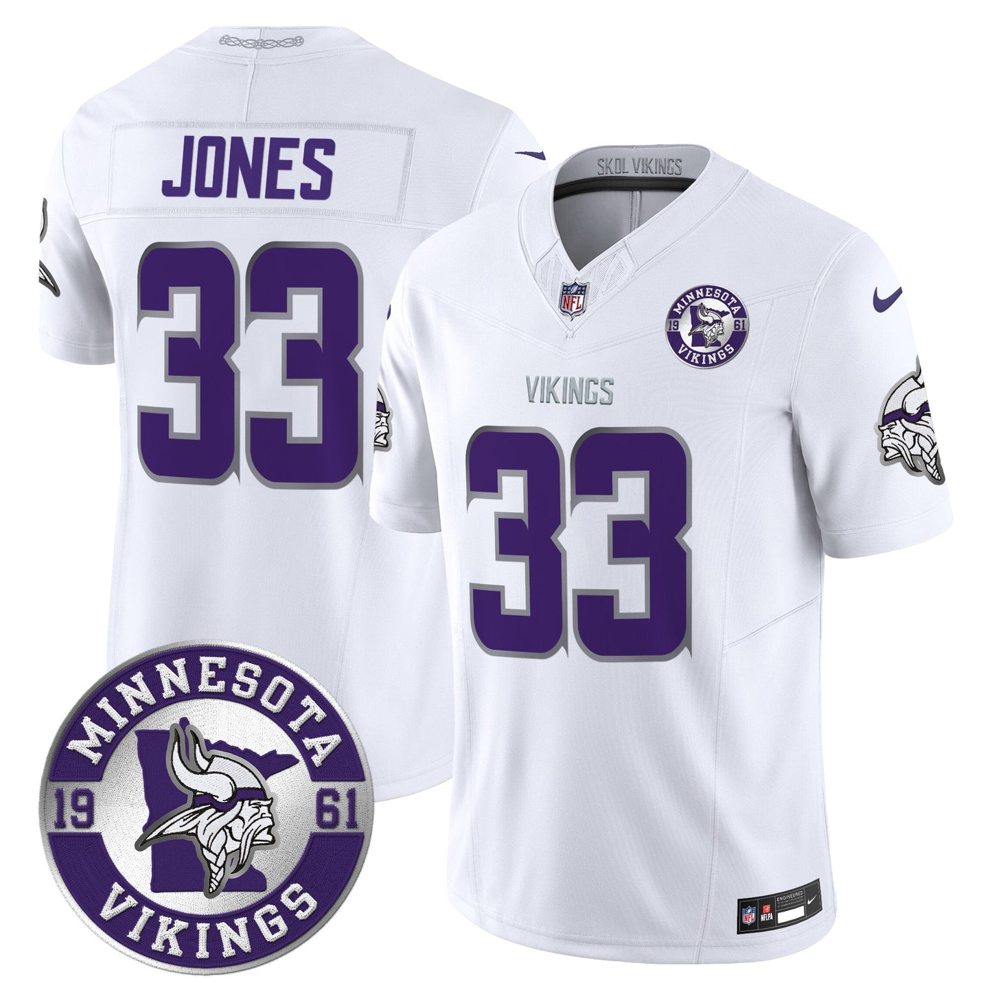 Men's Minnesota Vikings 2024 Vapor Limited Jersey V2 - Est. 1961 Patch - All Stitched