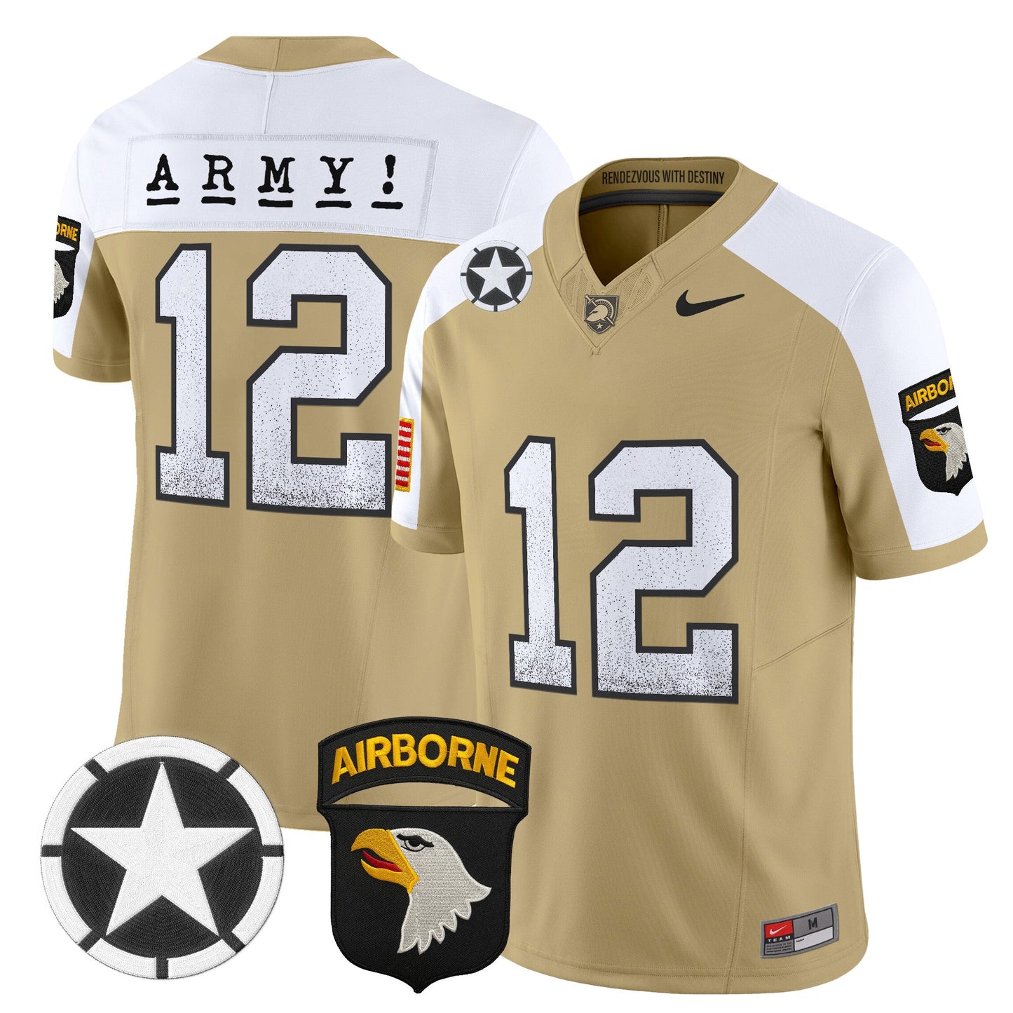 Army Black Knights 101st Airborne Division Patch 2024 Vapor Limited Jersey - All Stitched