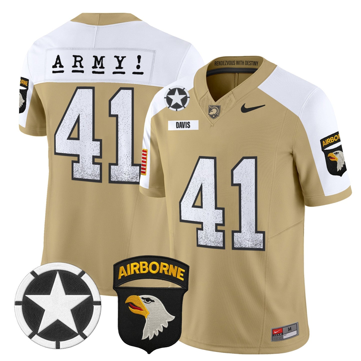 Army Black Knights 101st Airborne Division Patch 2024 Vapor Limited Jersey - All Stitched