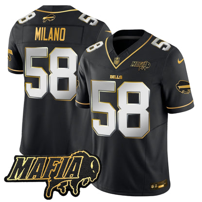 BUF 2024 Bills Mafia Patch Gold Vapor Limited Jersey - All Stitched