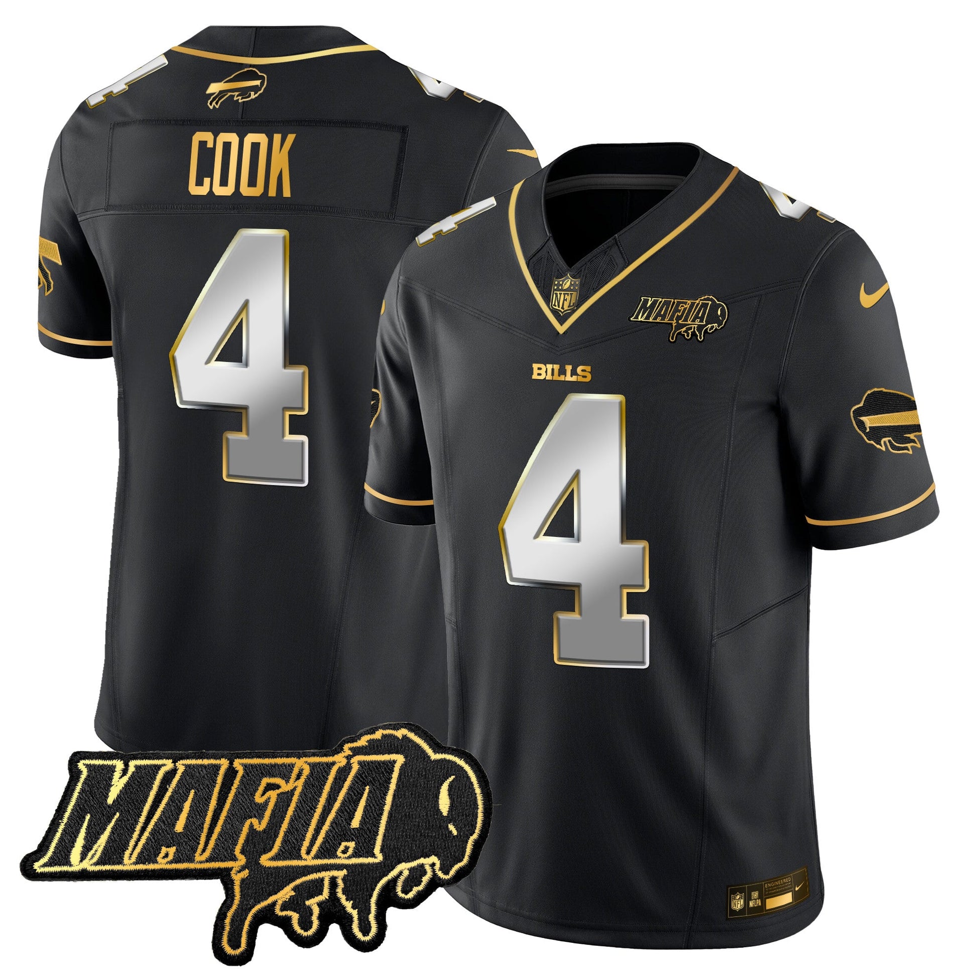 Men's Buffalo Bills 2025 Bills Mafia Patch Gold Vapor Limited Jersey - All Stitched
