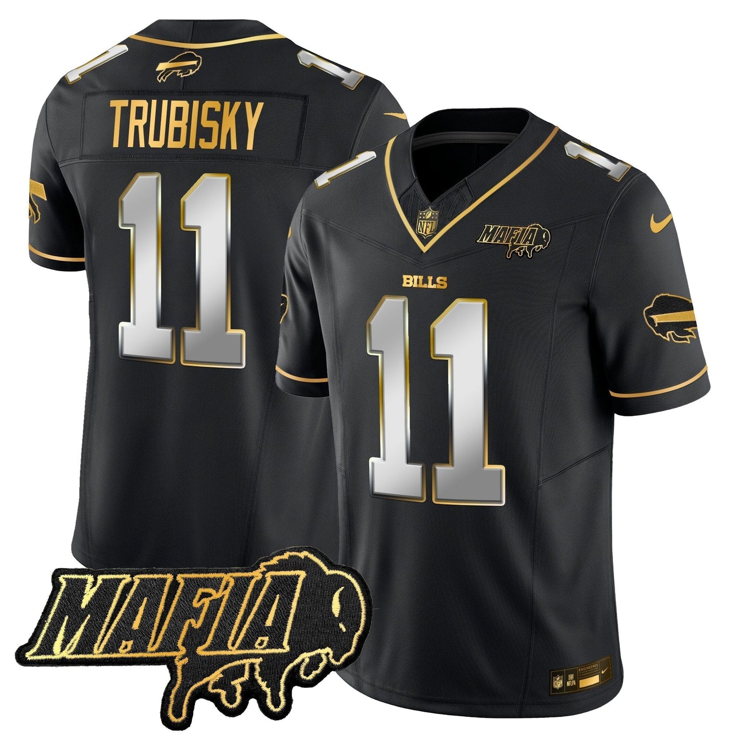 BUF 2024 Bills Mafia Patch Gold Vapor Limited Jersey - All Stitched