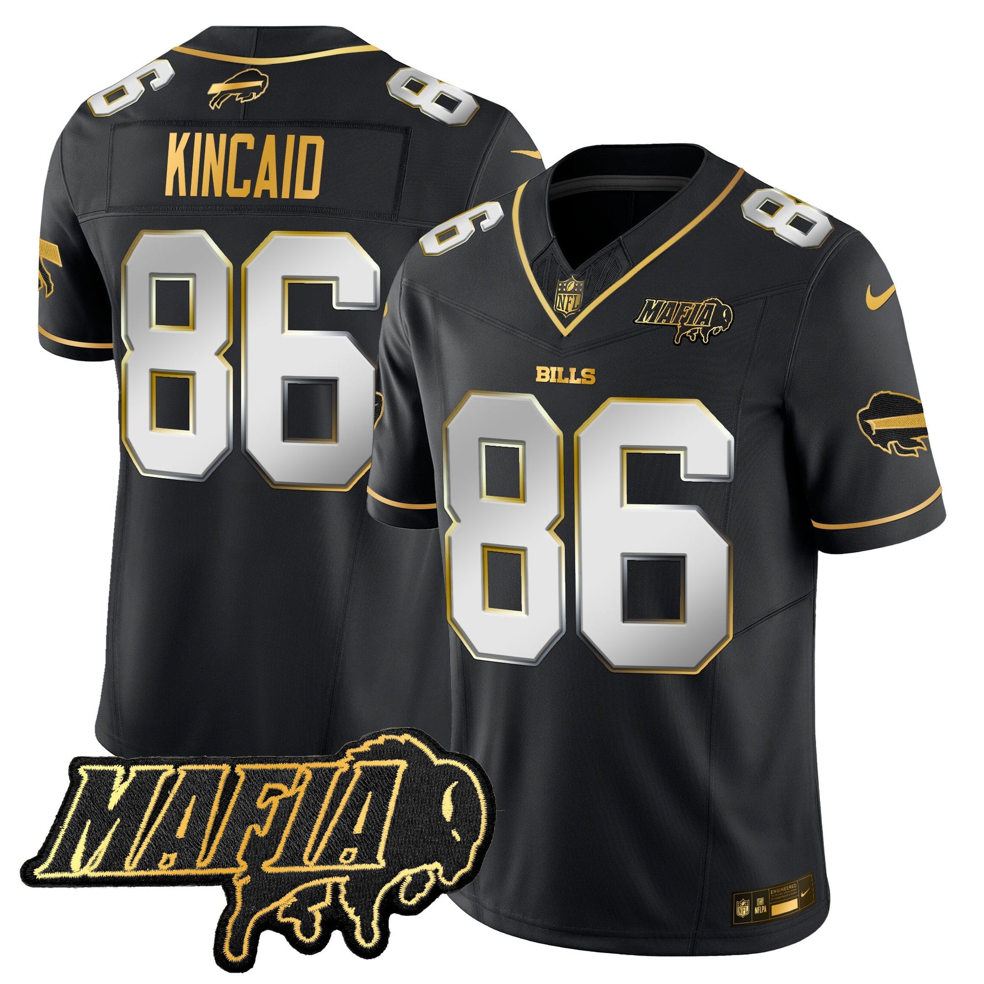 Men's Buffalo Bills 2025 Bills Mafia Patch Gold Vapor Limited Jersey - All Stitched