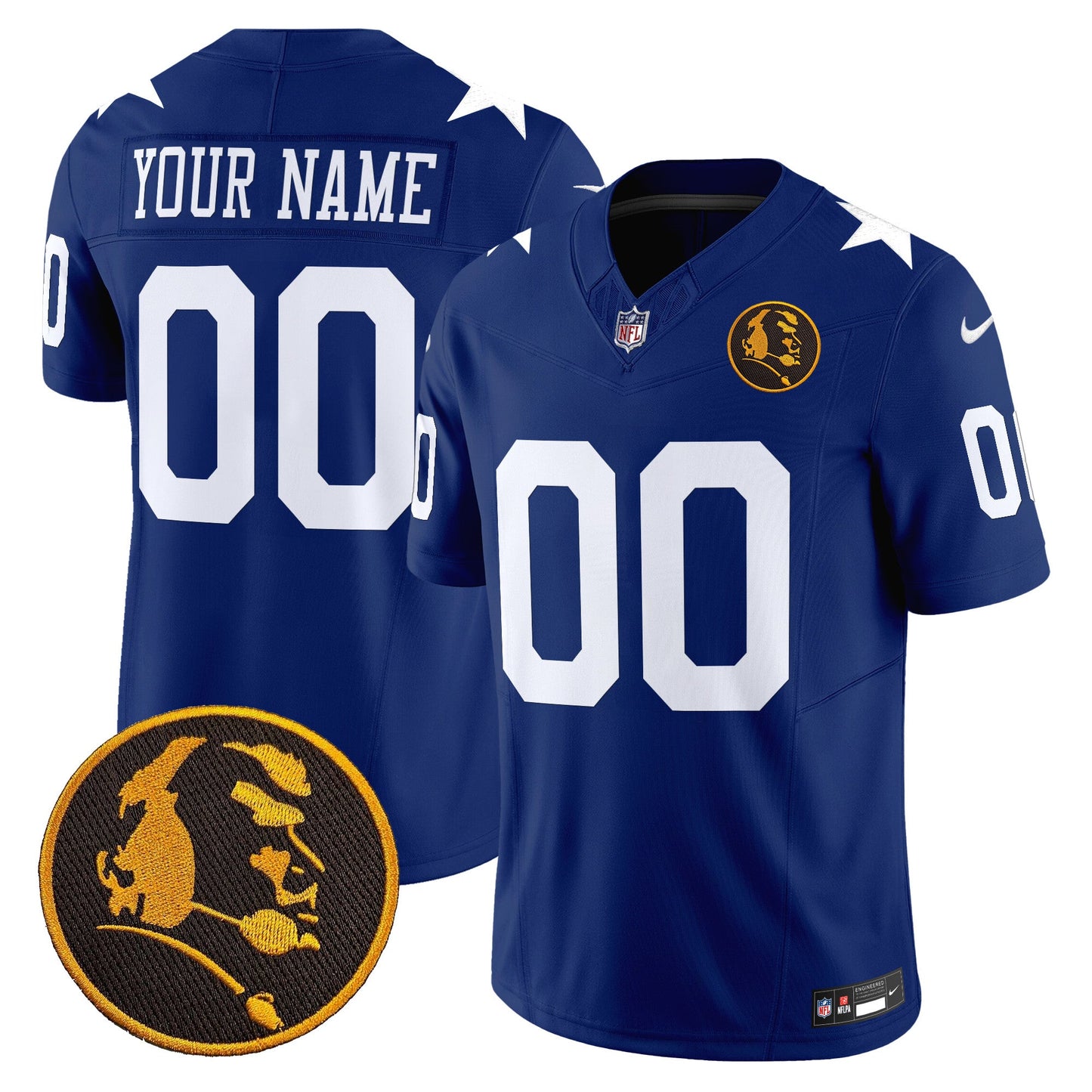 Cowboys Texas & John Madden Patch Vapor Limited Custom Jersey V2 - All Stitched