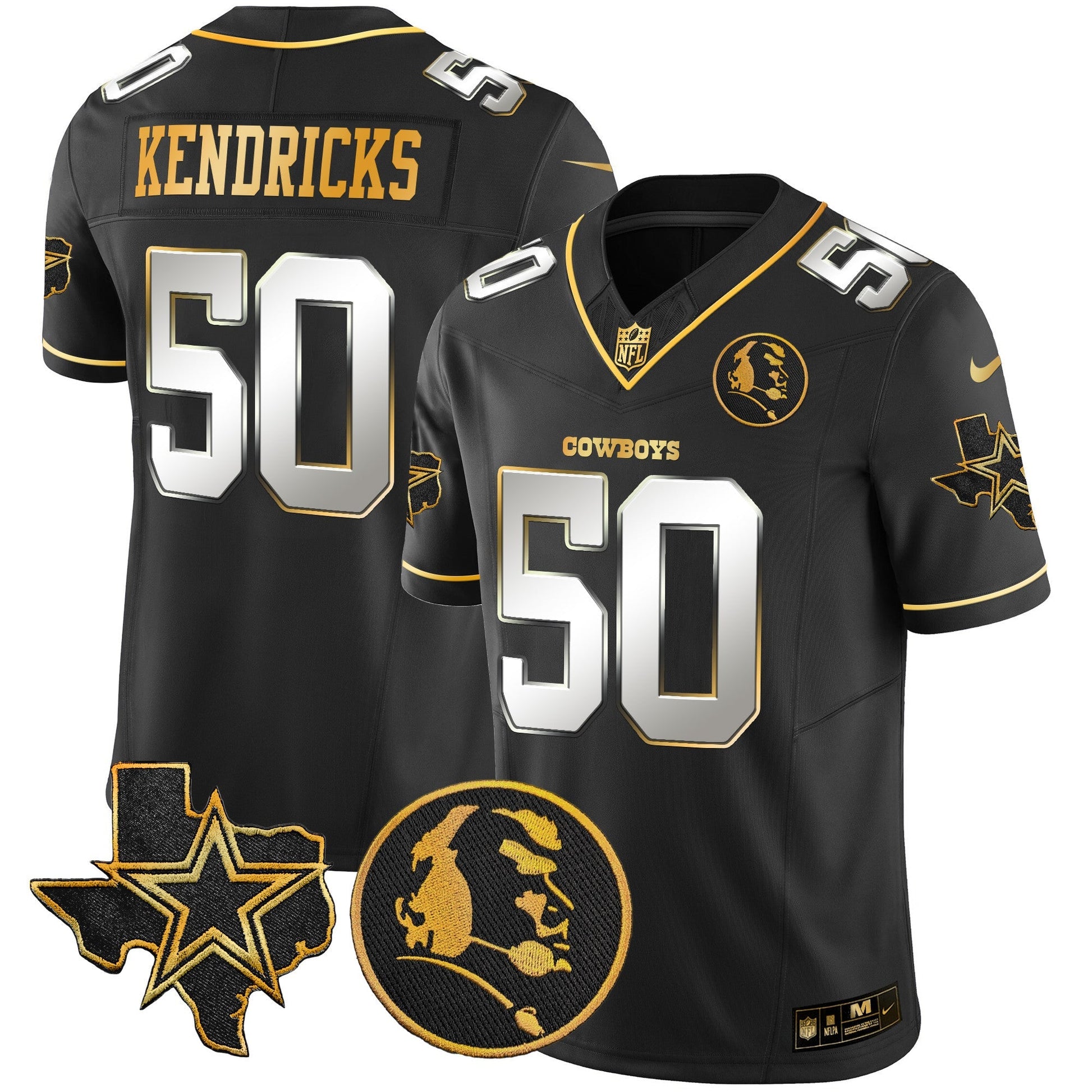 Cowboys Texas & John Madden Patch Gold Vapor Limited Jersey - All Stitched