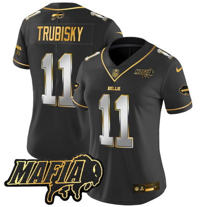 Women's BUF 2024 Bills Mafia Patch Gold Vapor Limited Jersey - All Stitched