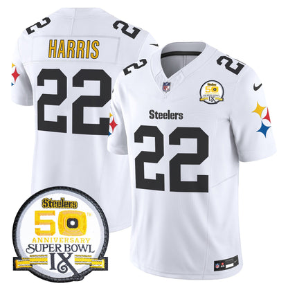 Men's Steelers 50th Anniversary Of Super Bowl IX Patch Vapor Limited Jersey V2 - All Stitched