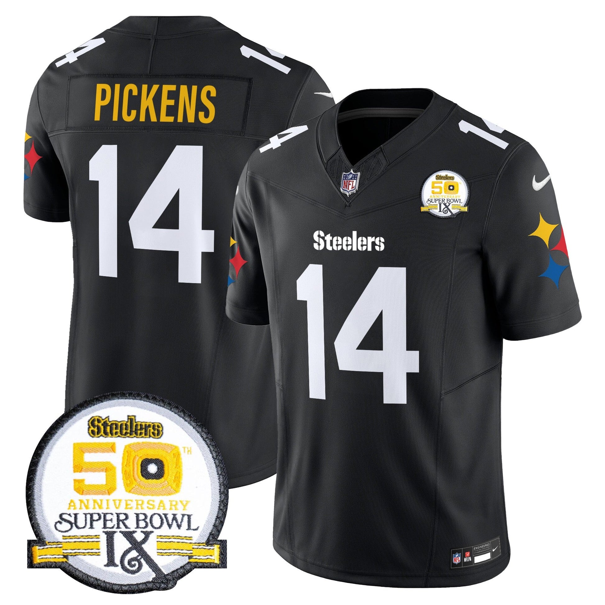 Men's Steelers 50th Anniversary Of Super Bowl IX Patch Vapor Limited Jersey V2 - All Stitched