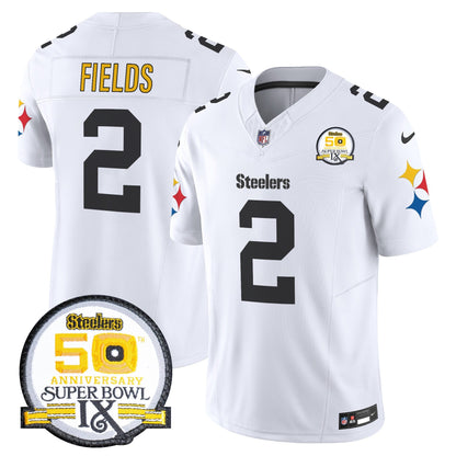 Men's Steelers 50th Anniversary Of Super Bowl IX Patch Vapor Limited Jersey V2 - All Stitched