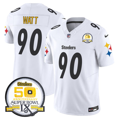 Men's Steelers 50th Anniversary Of Super Bowl IX Patch Vapor Limited Jersey V2 - All Stitched