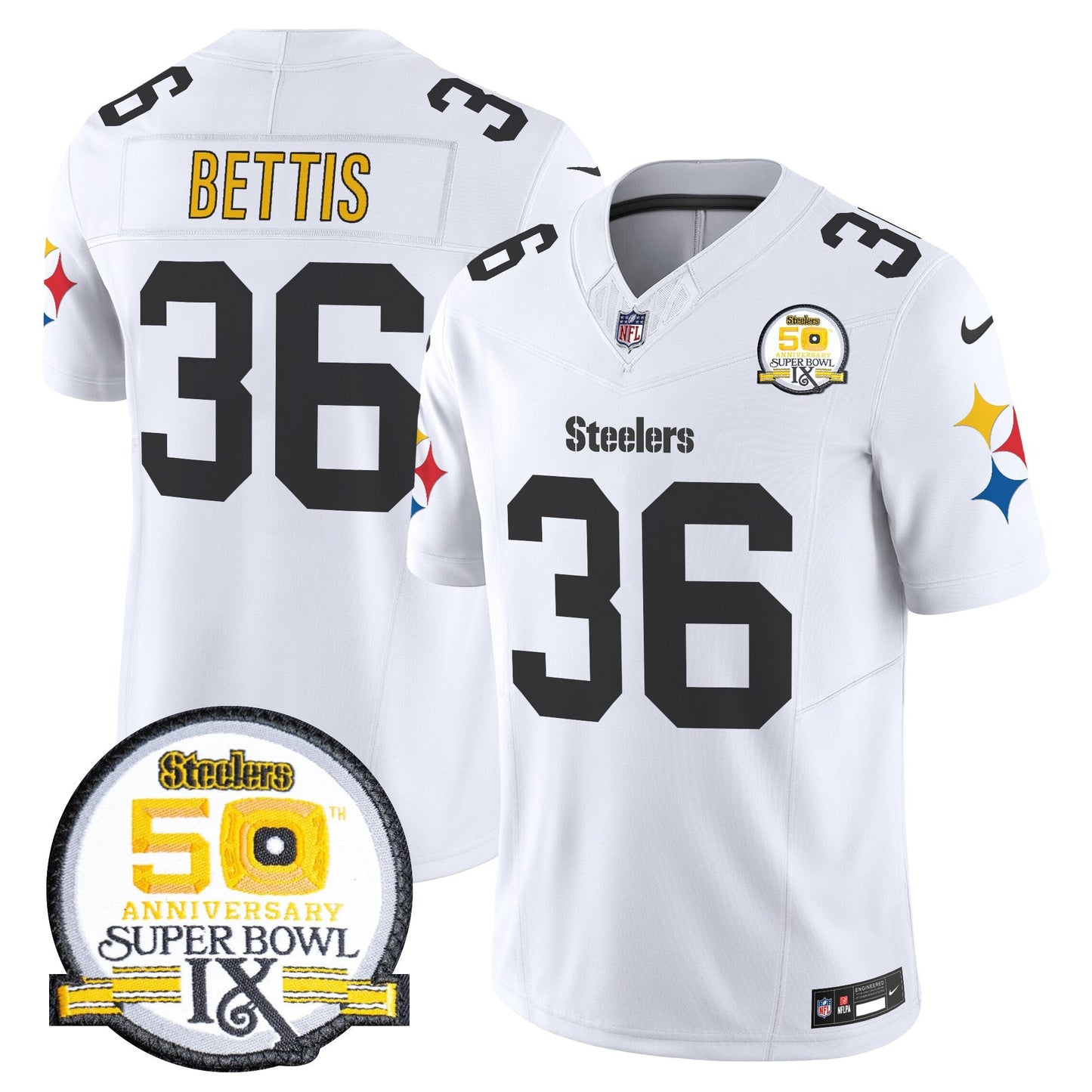 Men's Steelers 50th Anniversary Of Super Bowl IX Patch Vapor Limited Jersey V2 - All Stitched