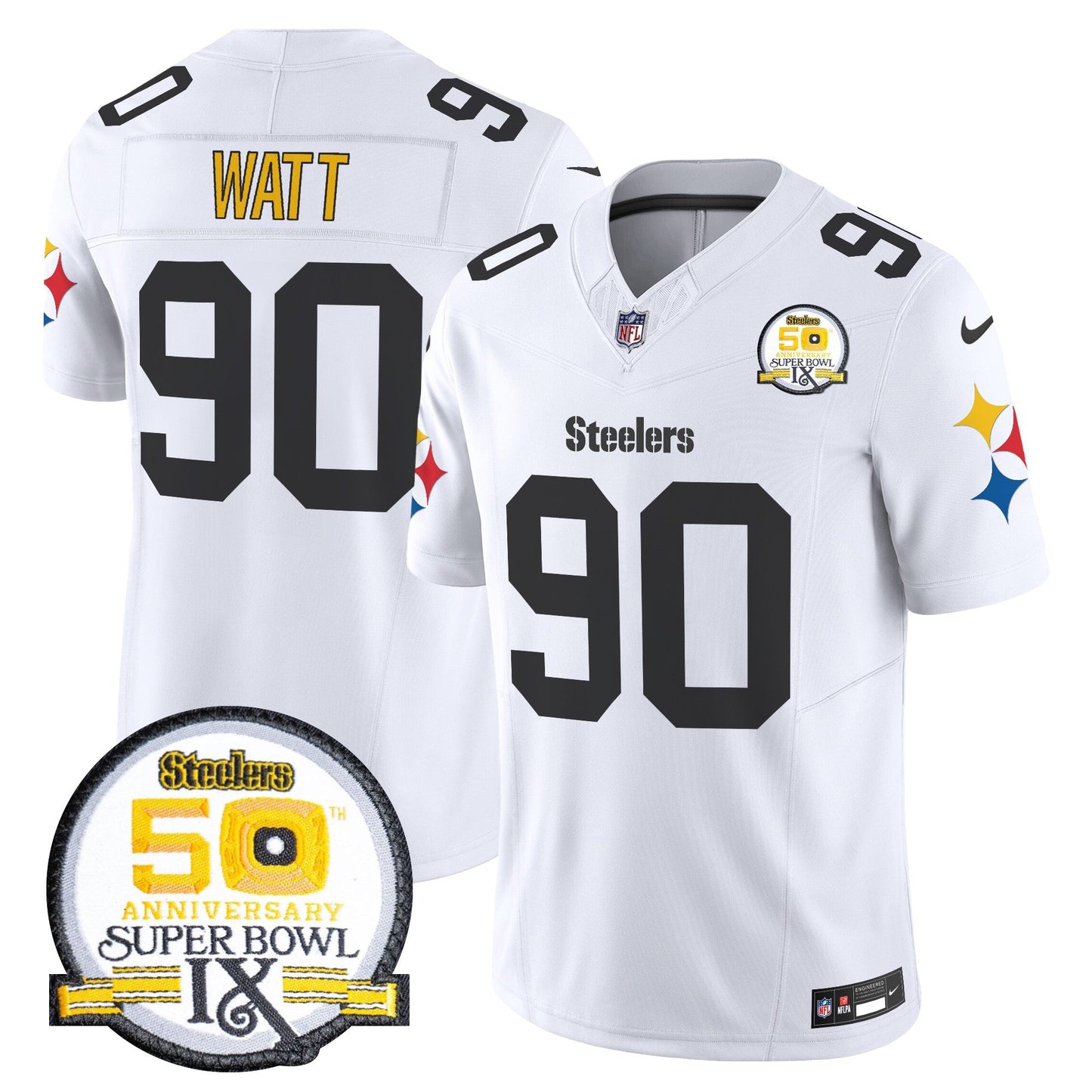 Men's Steelers 50th Anniversary Of Super Bowl IX Patch Vapor Limited Jersey V2 - All Stitched