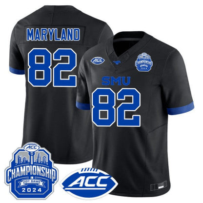 Men’s SMU Mustangs ACC Championship Patch Vapor Limited Jersey - All Stitched