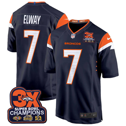 DEN 3-Time Champions Patch Game Jersey - Al Stitched