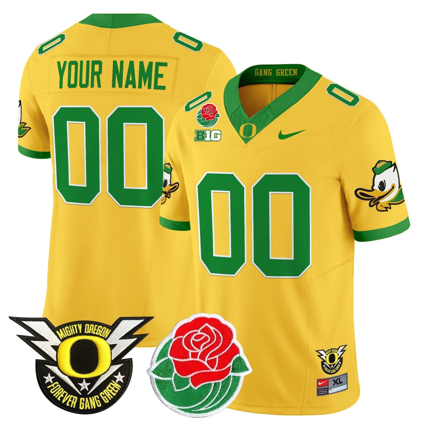 ORE 2025 Rose Bowl Game & BIG Patch Vapor Limited Custom Jersey - All Stitched