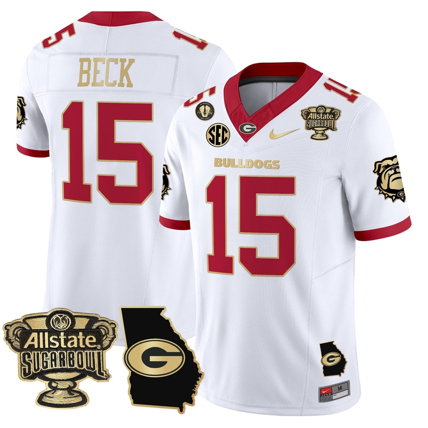 UGA 2025 Sugar Bowl & Georgia Map Patch Vapor Limited Jersey - All Stitched