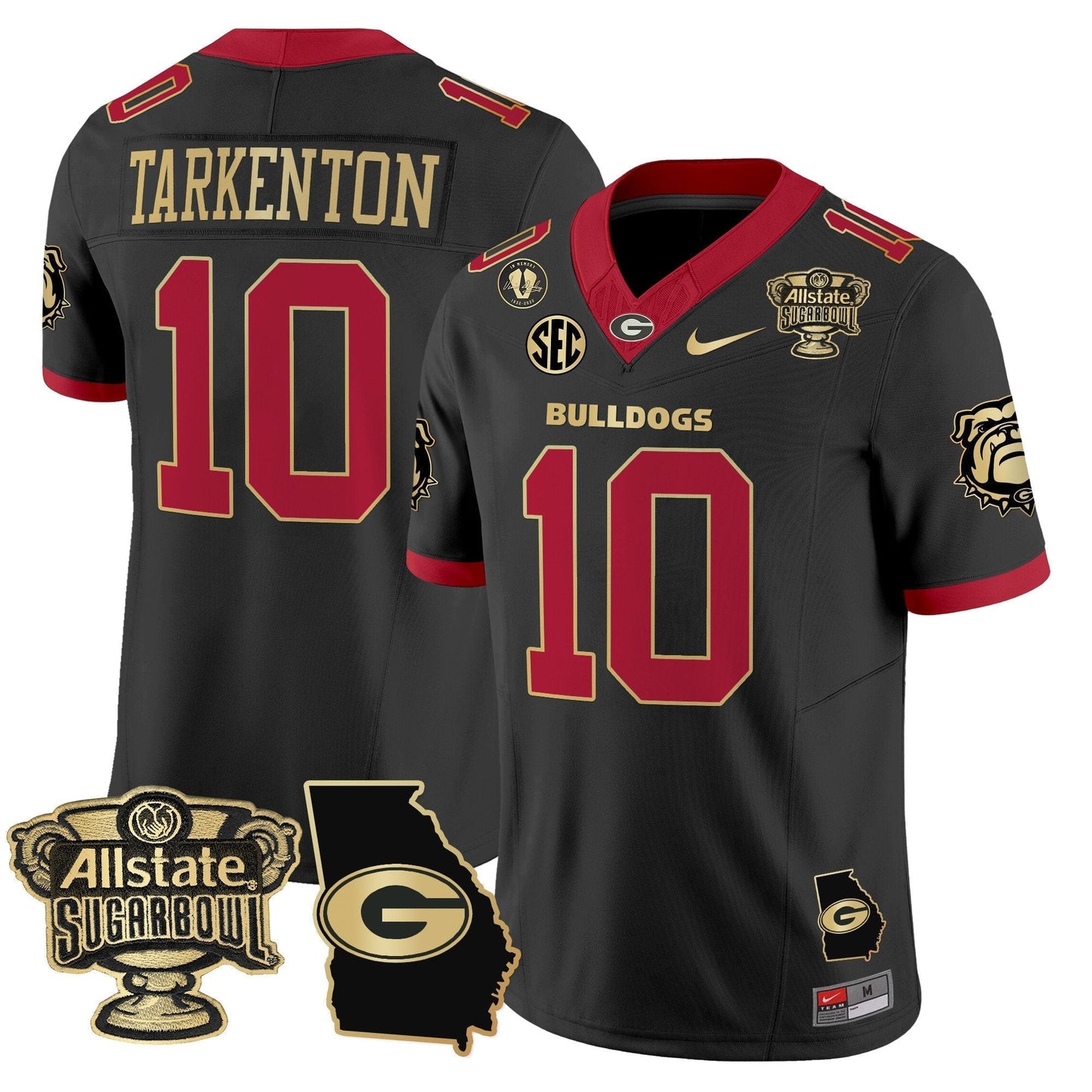 UGA 2025 Sugar Bowl & Georgia Map Patch Vapor Limited Jersey N2 - All Stitched